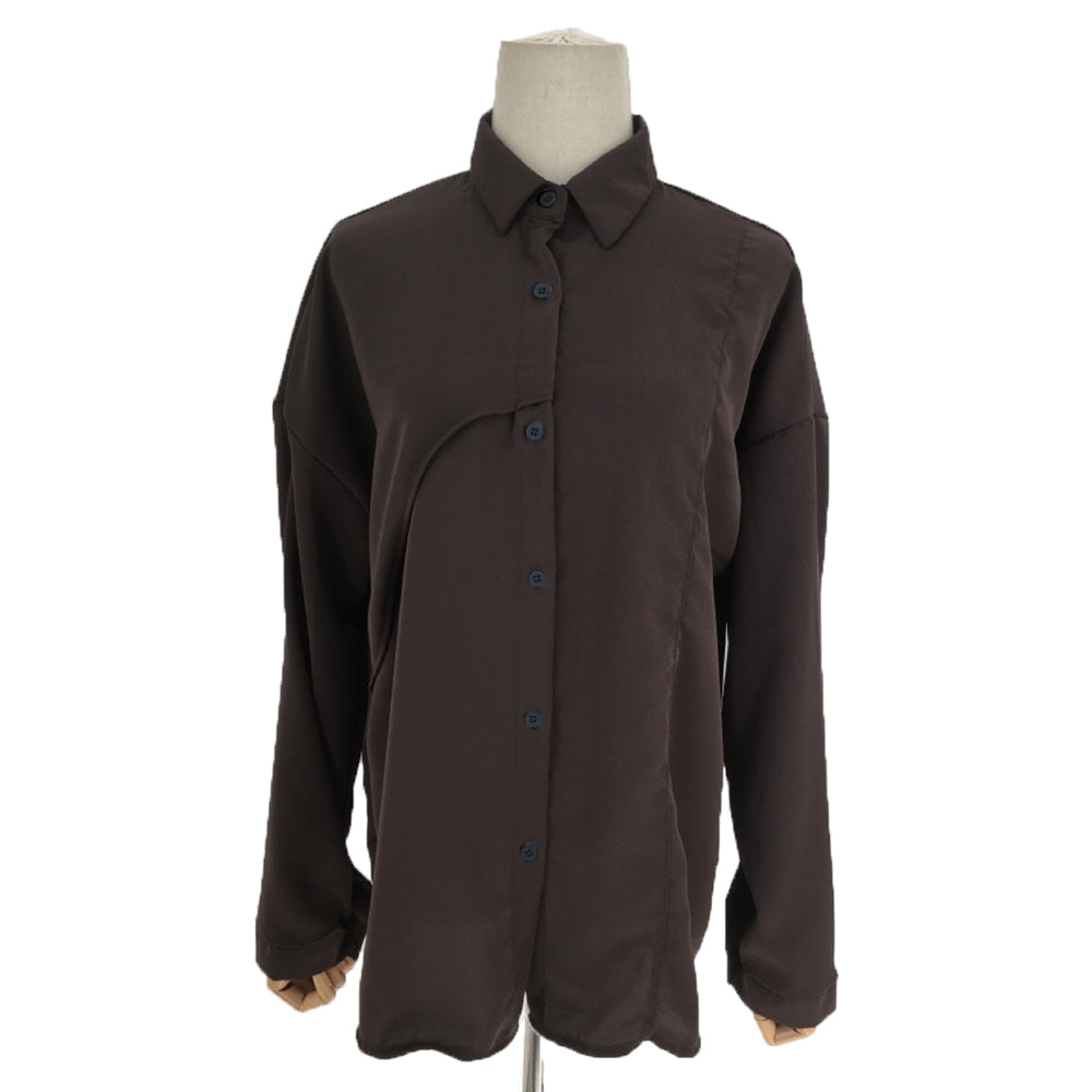 アミュレット Amulet オーバーサイズシンプルシャツ ブラウス レディース オフィス カジュアル 韓国 韓国ファッション 春 秋服 夏服 20代 30代 無地 長袖