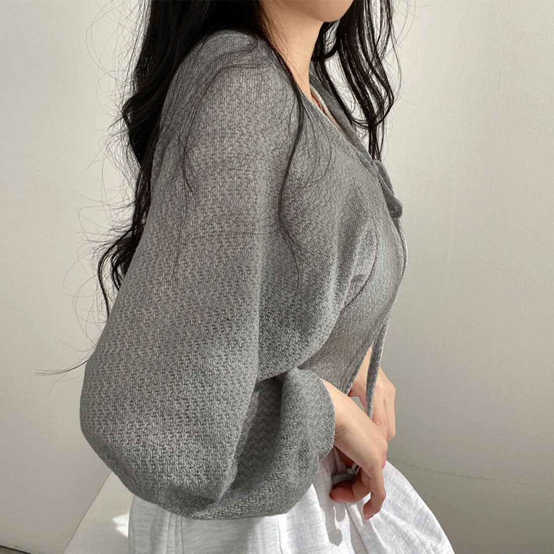 護身符Amulet Bolero Chard Digan女士頂部長袖短袖春季服裝秋季10S 30S韓國時尚可愛的辦公室休閒