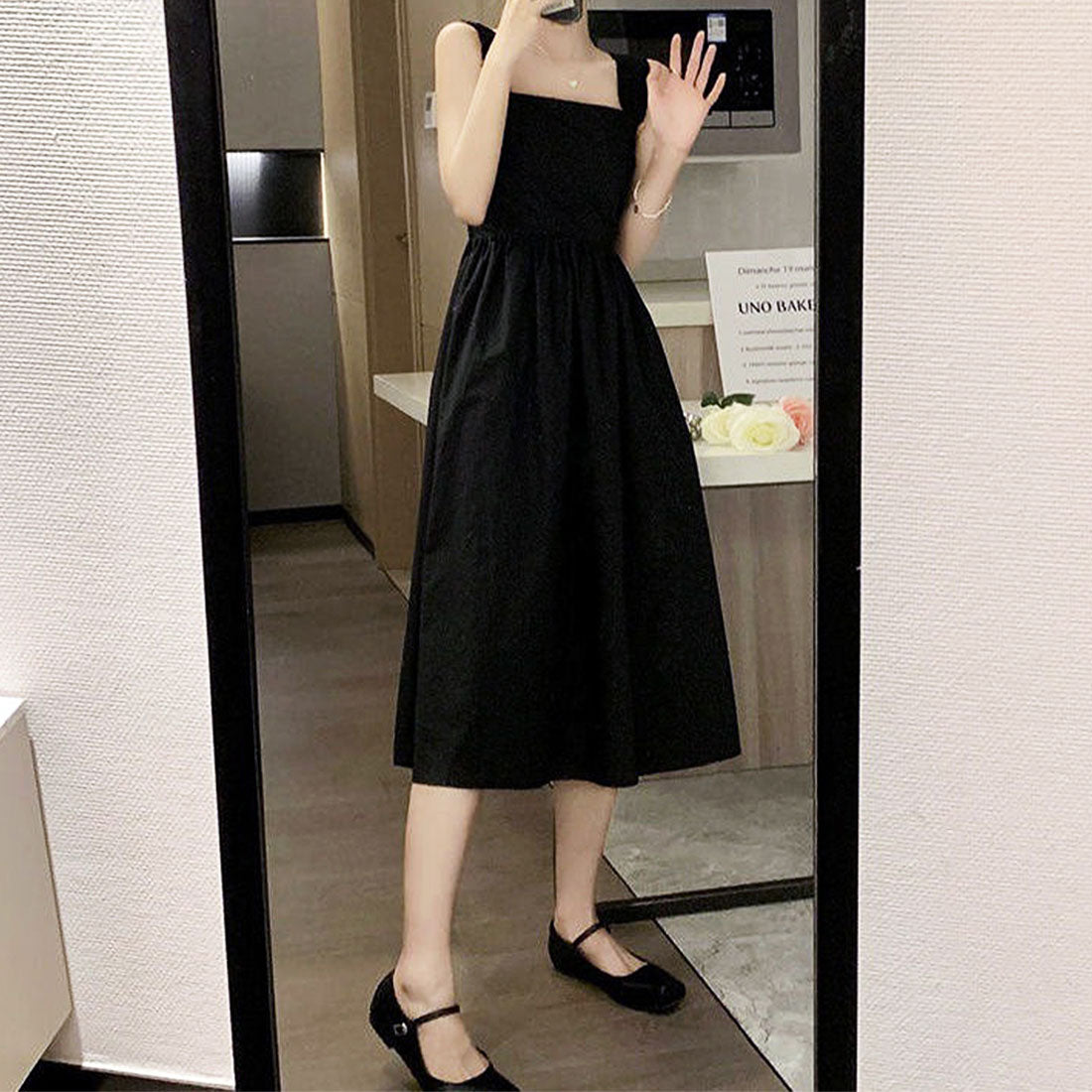 Amulet Suspender Dress Women's Dress Spring Summer Clothes Korean Fashion Teens 20s 30s Office Casual Camisole Dress Flare Gathered Adult Cute