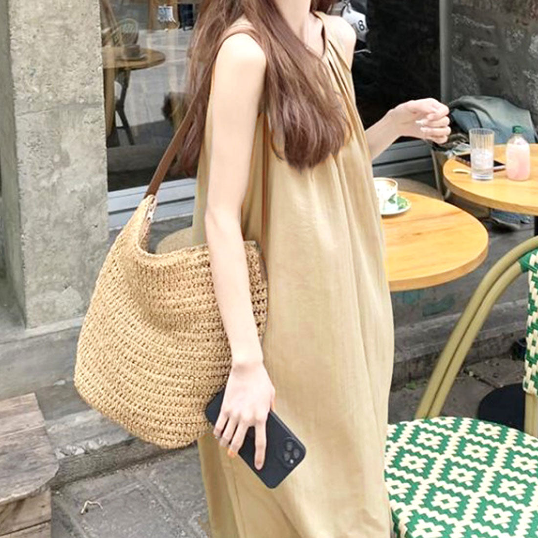 Amulet Sleeveless Dress, Spring, Summer, Autumn, Korean Fashion, Women's, Teens, 20s, 30s, Loose Fit, Body Covering, Stylish, Below the Knee, Simple, Cute