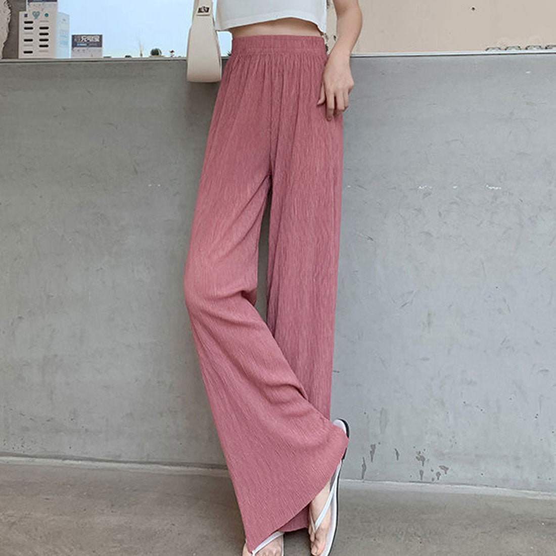 アミュレット Amulet プリーツワイドパンツ 春 夏 秋 冬 韓国ファッション 10代 20代 30代 レディース シンプル おしゃれ 可愛い 楽チン 細見え 脚長 ズボン