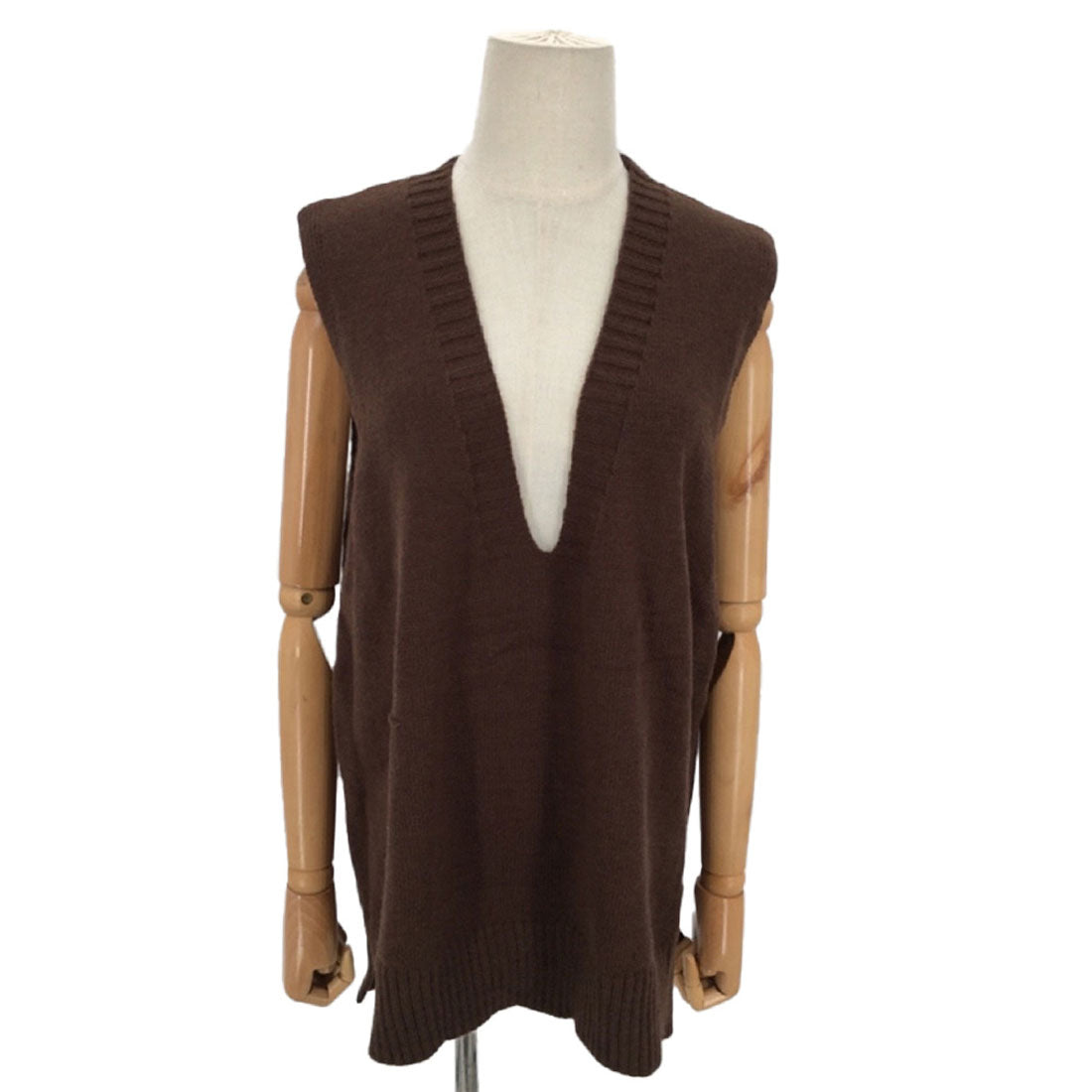 アミュレット Amulet オーバーVネックベスト 秋 冬 韓国ファッション 10代 20代 30代 レディース 暖かい 可愛い 大人カジュアル 黒 白 レイヤードアイテム