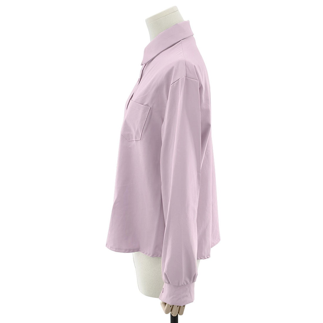 アミュレット Amulet ラウンドカラーとろみシャツ レディース 10代 20代 30代 韓国ファッション 春 秋 冬 カジュアル 長袖 シンプル おしゃれ 可愛い 白 黒