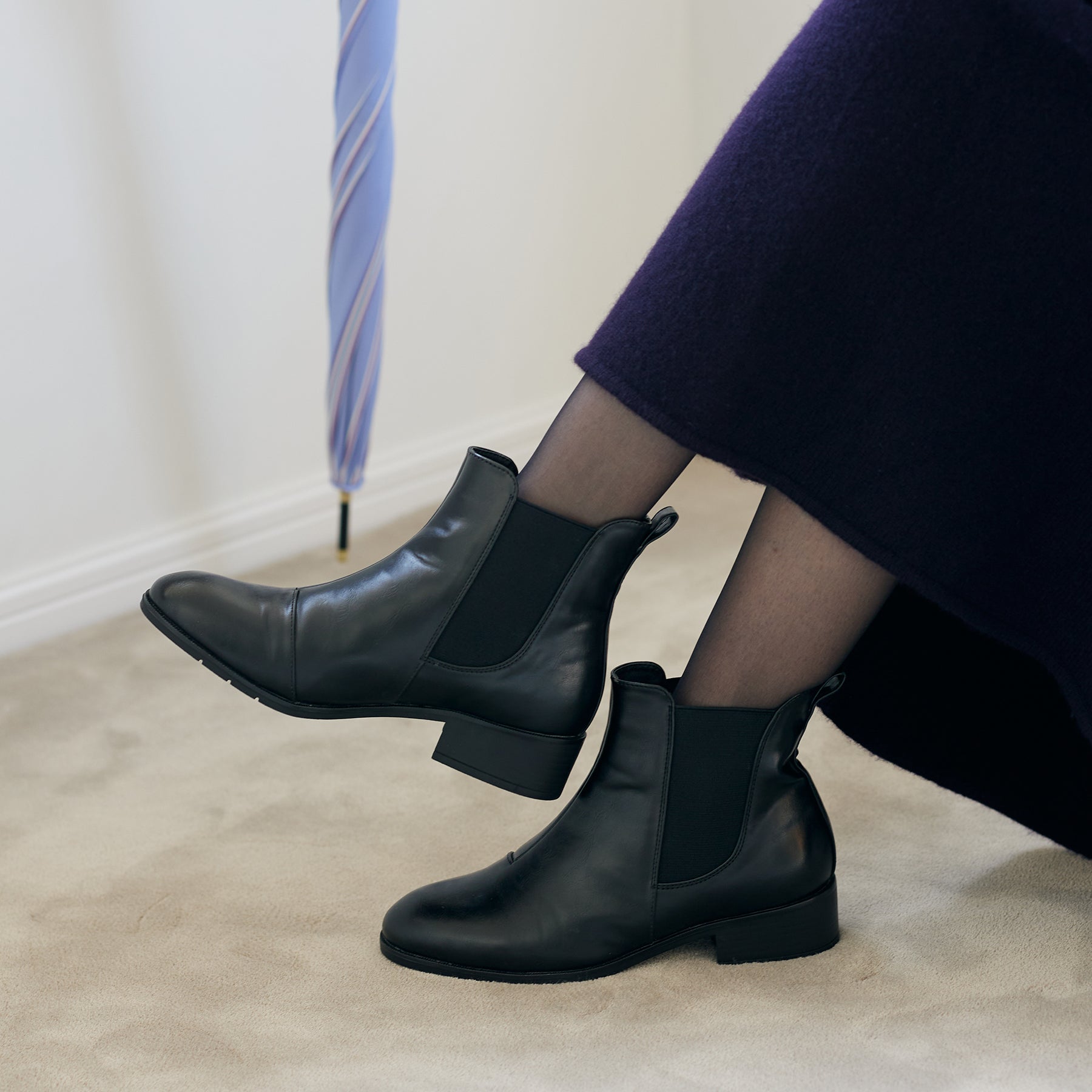 アキュアーズ AcureZ 晴雨兼用やわらかトラッドブーツ「生活防水タイプ」 (BLACK) BLACK