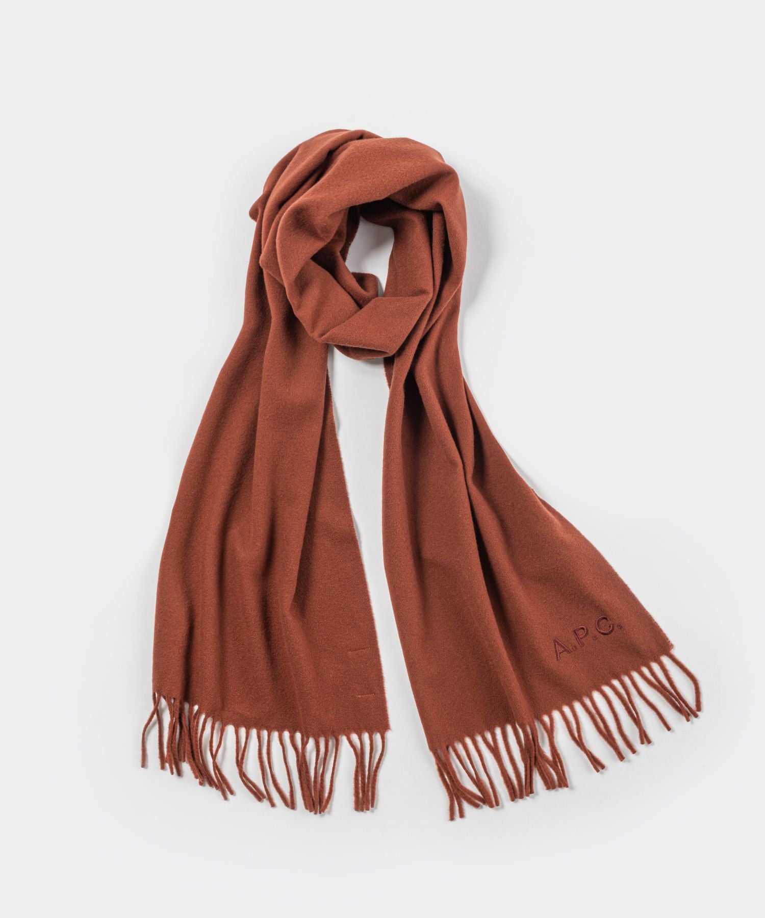 アーペーセー A.P.C. WOAFE M15171 マフラー レディース アパレル ウール ストール ロゴ刺繍 echarpe ambroise brodee 無地 195×35 防寒