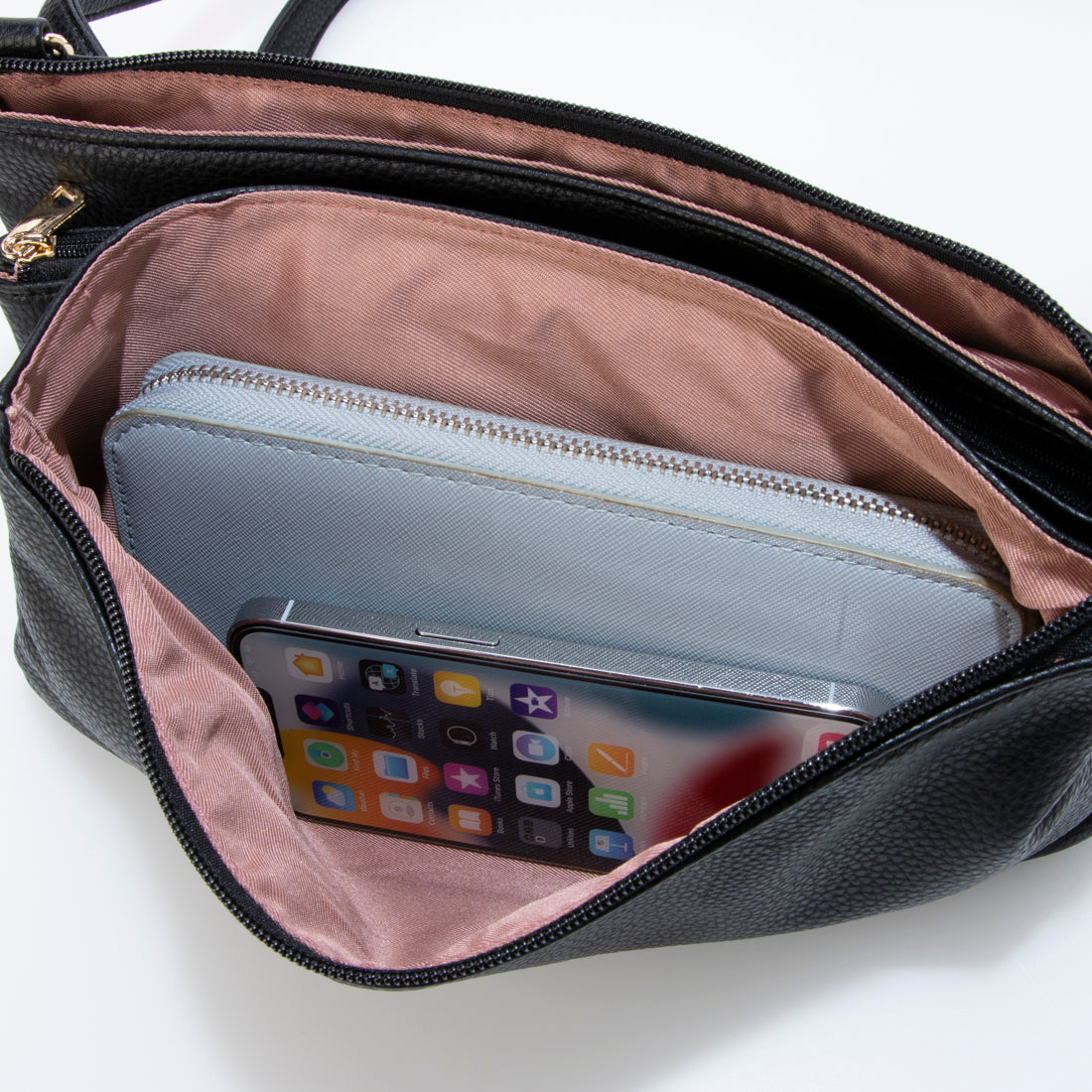 アンジェリーナフィオーレ Angelina Fiore お財布ショルダーバッグ (ブラック) ブラック