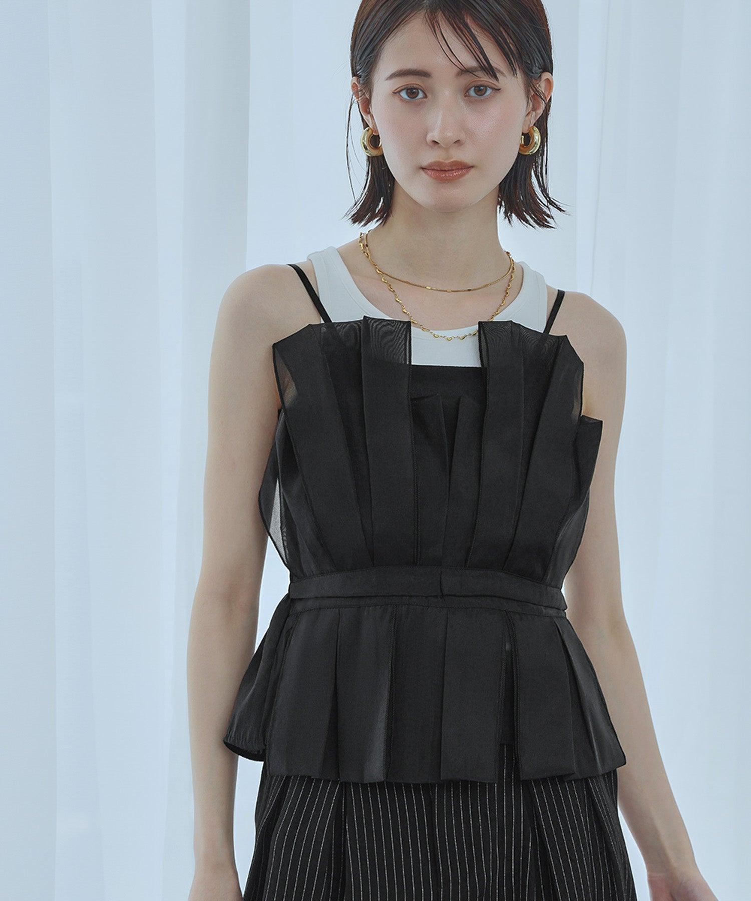 アンピルーラ Ampirula オーガンジープリーツキャミビスチェ (ブラック) ブラック