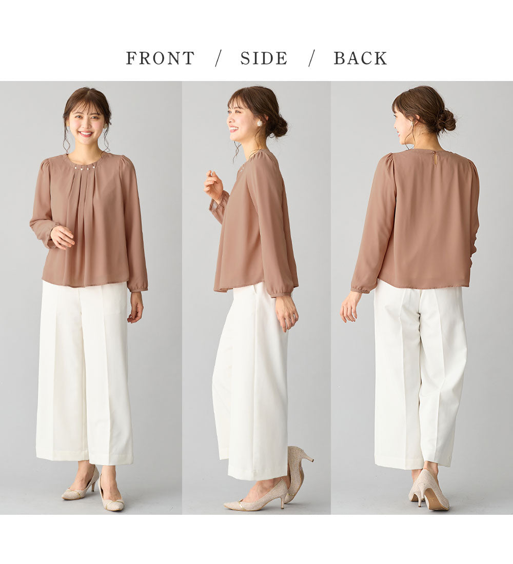 アロッタ Alotta あったか裏地付ネックパールブラウス