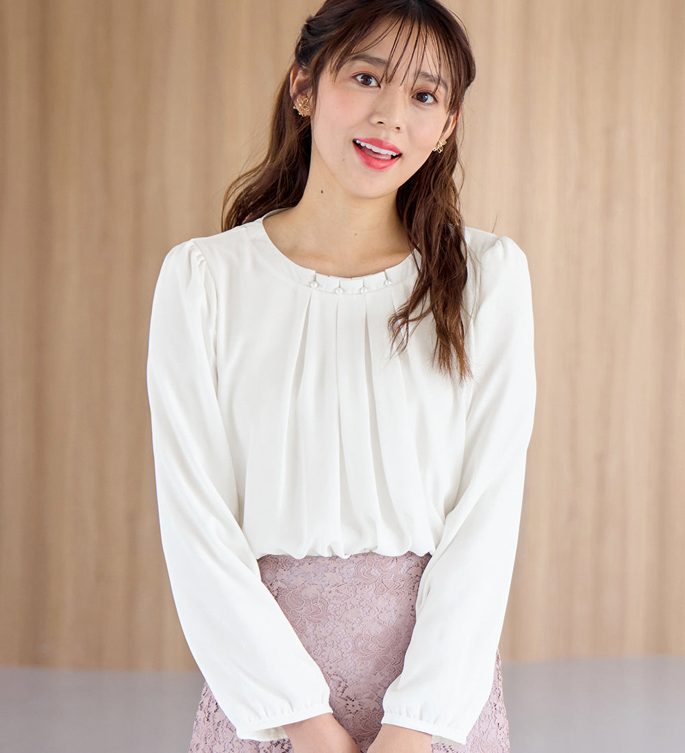 アロッタ Alotta あったか裏地付ネックパールブラウス