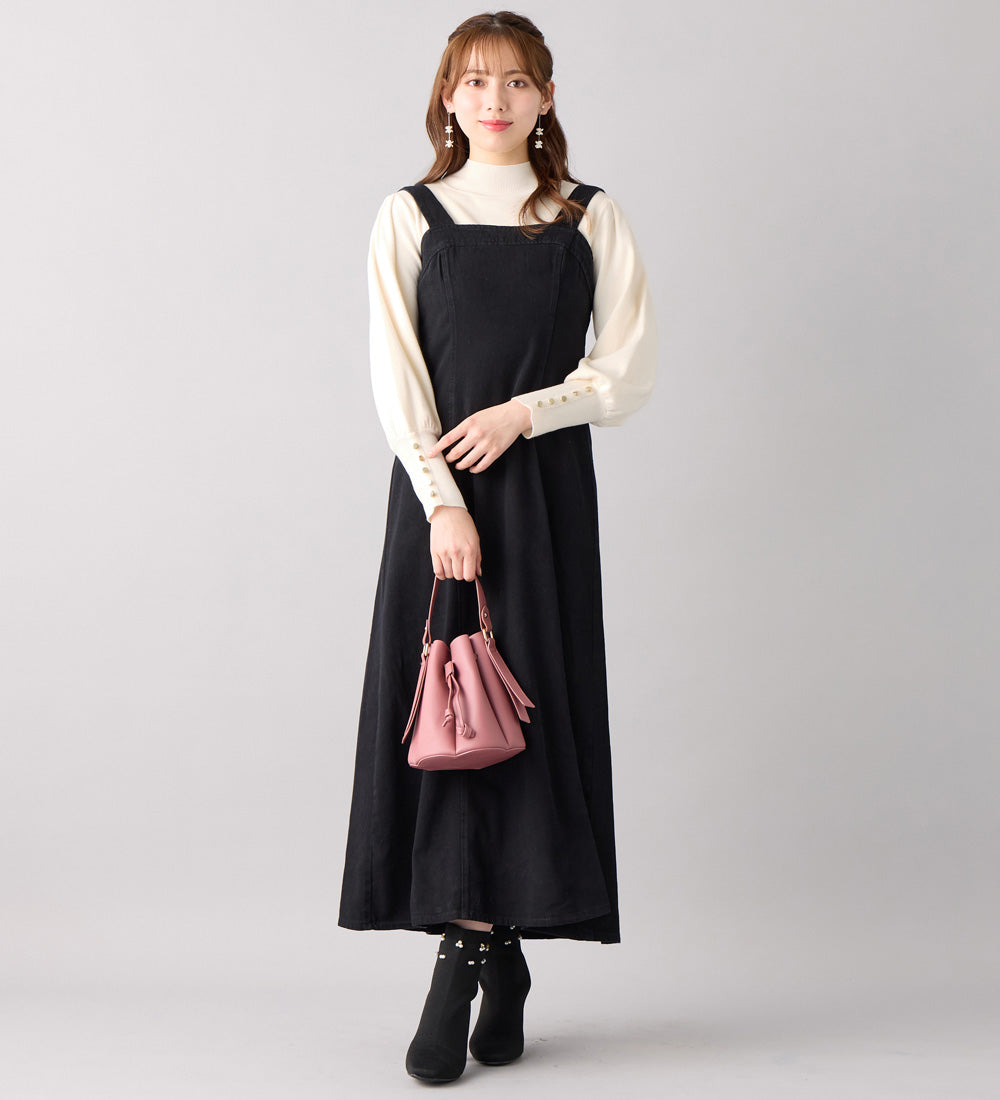 アロッタ Alotta 洗える!もっちりタッチボリューム袖金ボタンニット