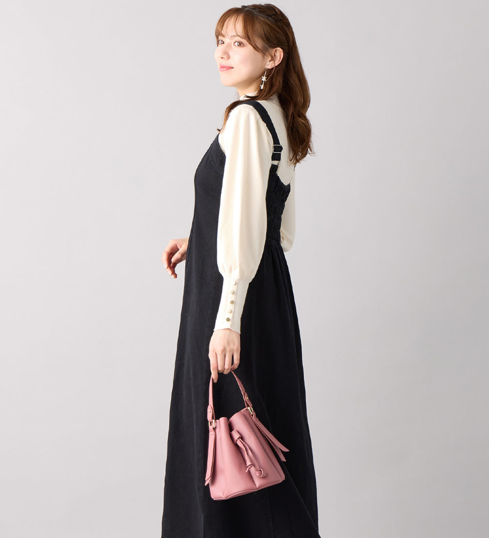 アロッタ Alotta 洗える!もっちりタッチボリューム袖金ボタンニット