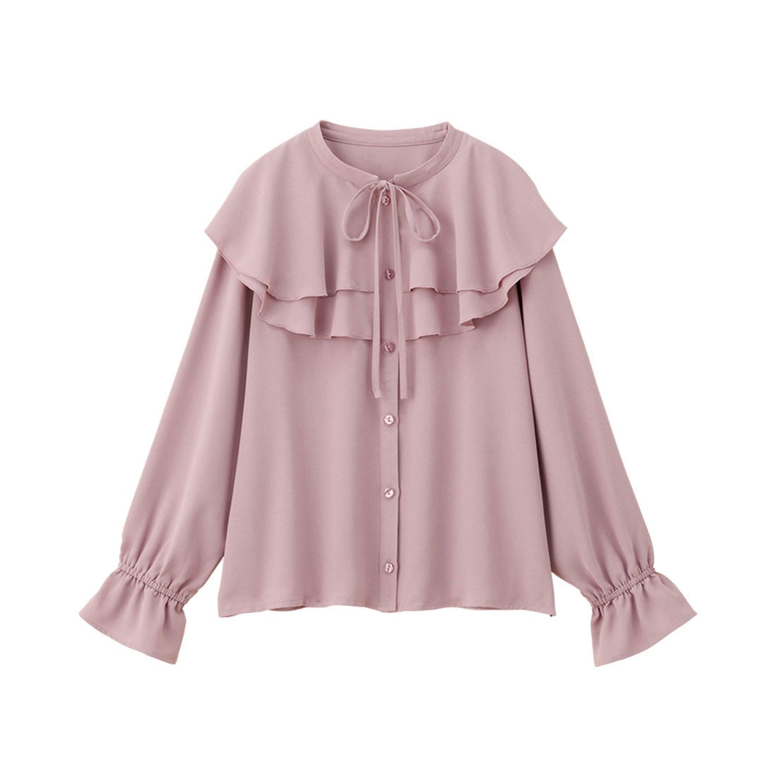 ラッフルカラーデザインブラウス ラベンダーピンク