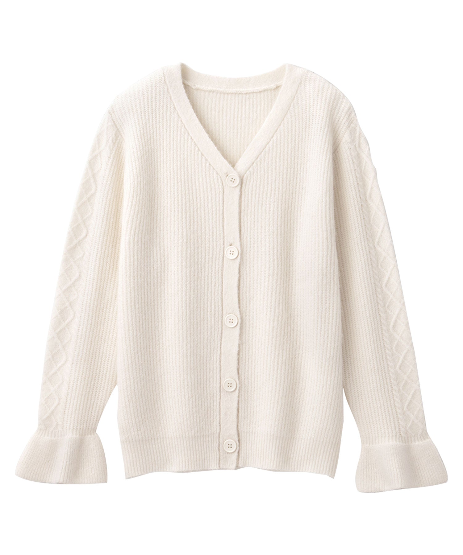 アロッタ Alotta ふんわりキャンディー袖ニットカーディガン (オフホワイト) オフホワイト