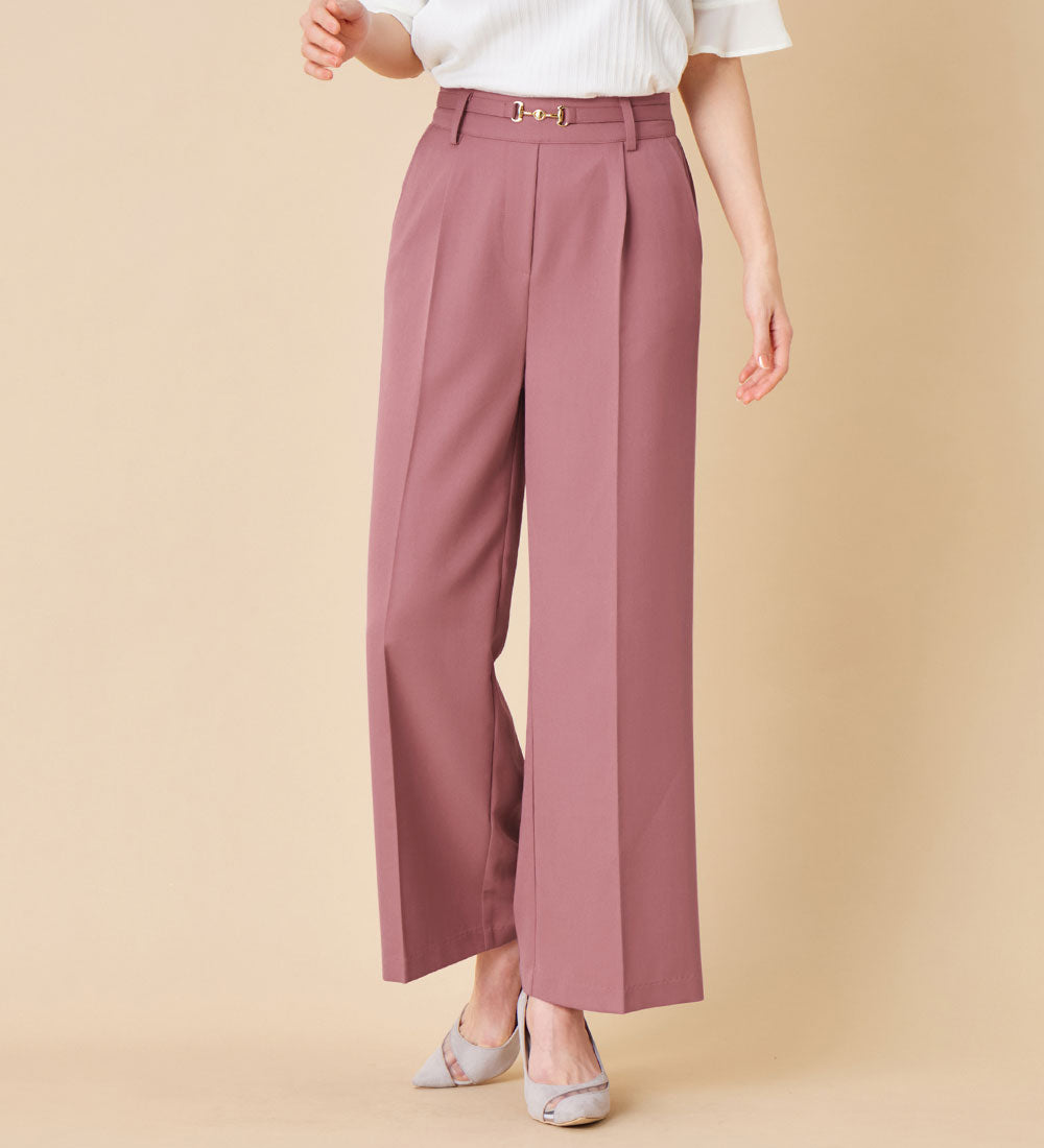 アロッタ Alotta ビット付ワイドパンツ (ピンク) ピンク