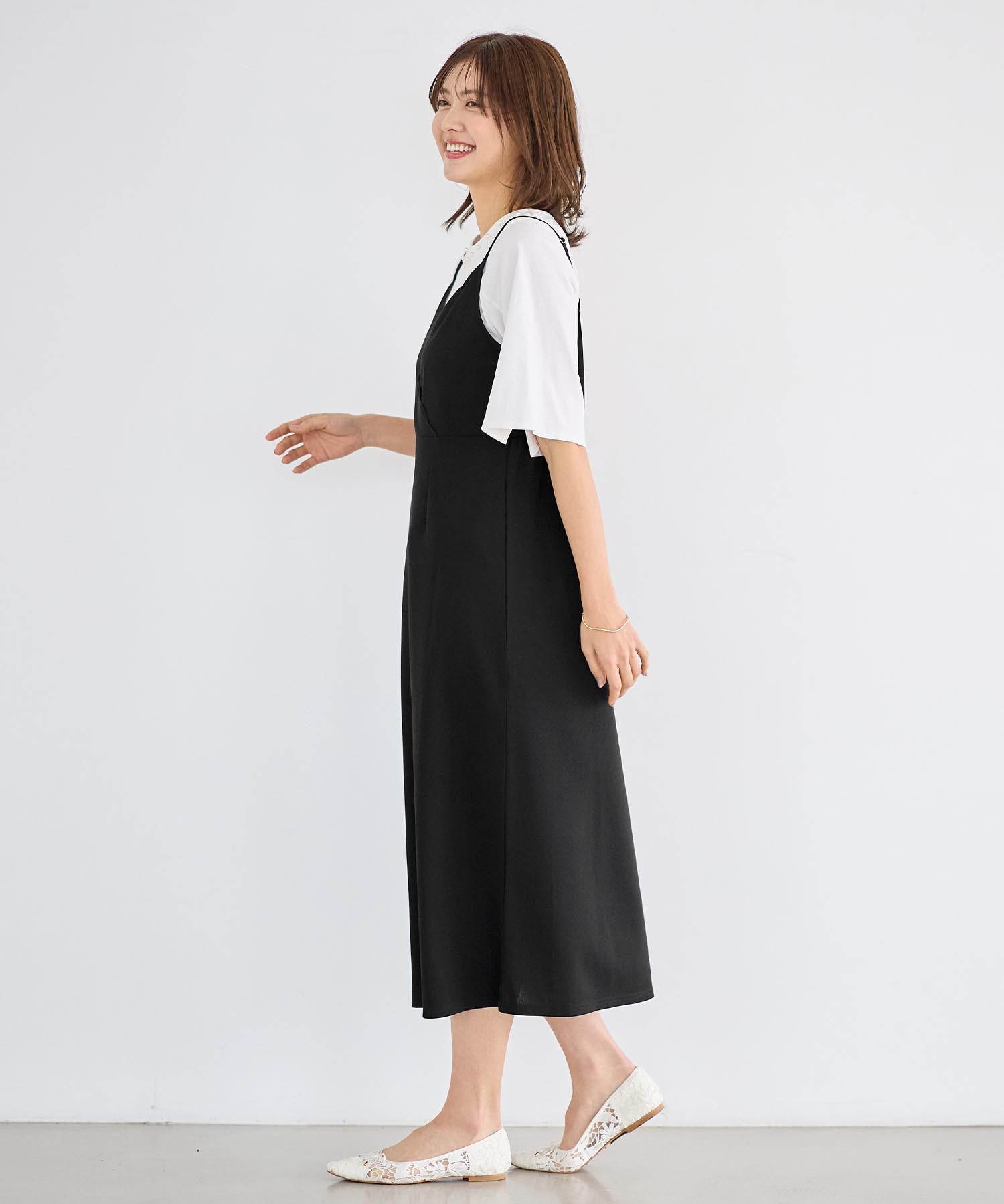 アロッタ Alotta 【4つの機能付】カットジョーゼットスカラップキャミワンピ