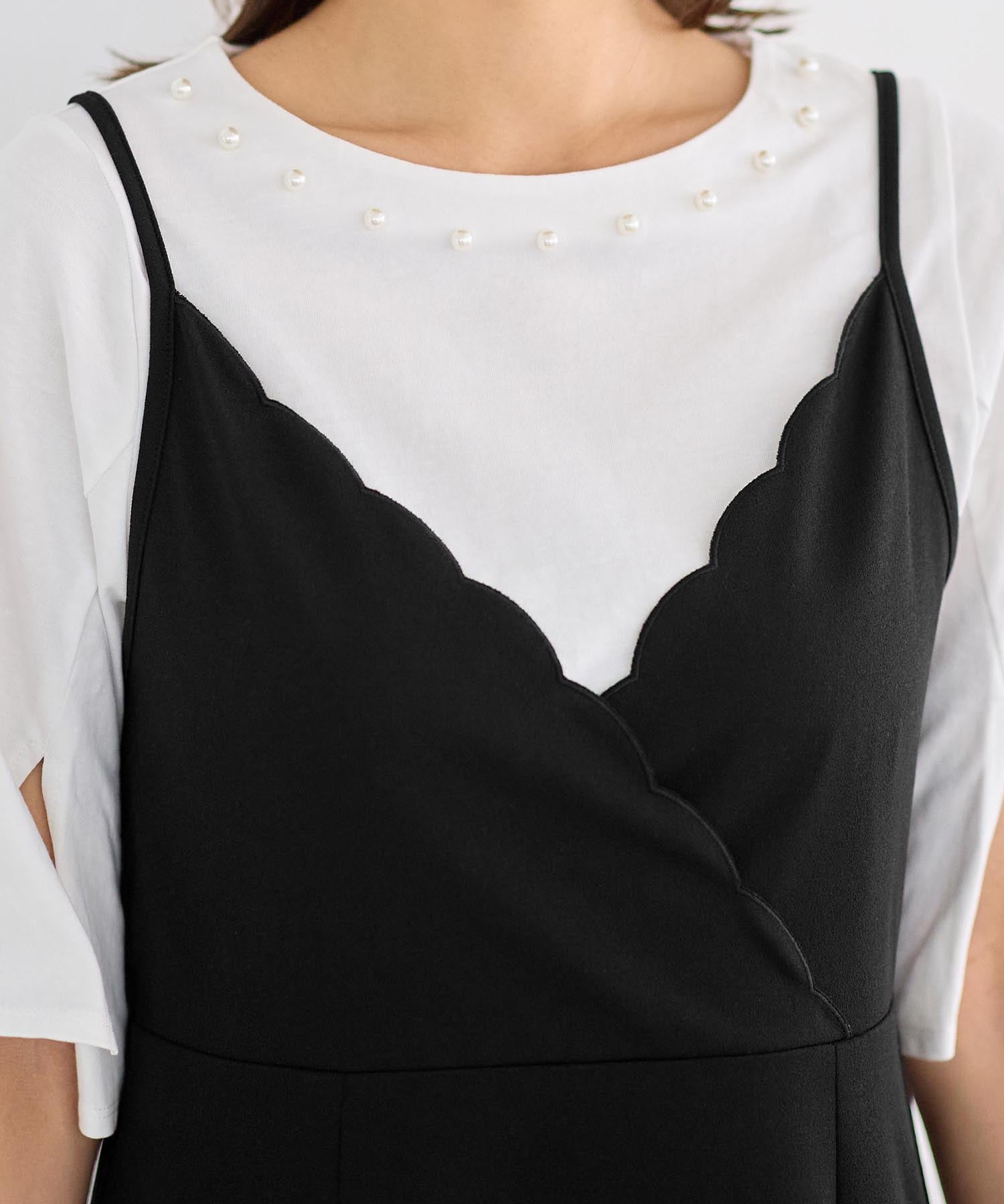 アロッタ Alotta 【4つの機能付】カットジョーゼットスカラップキャミワンピ