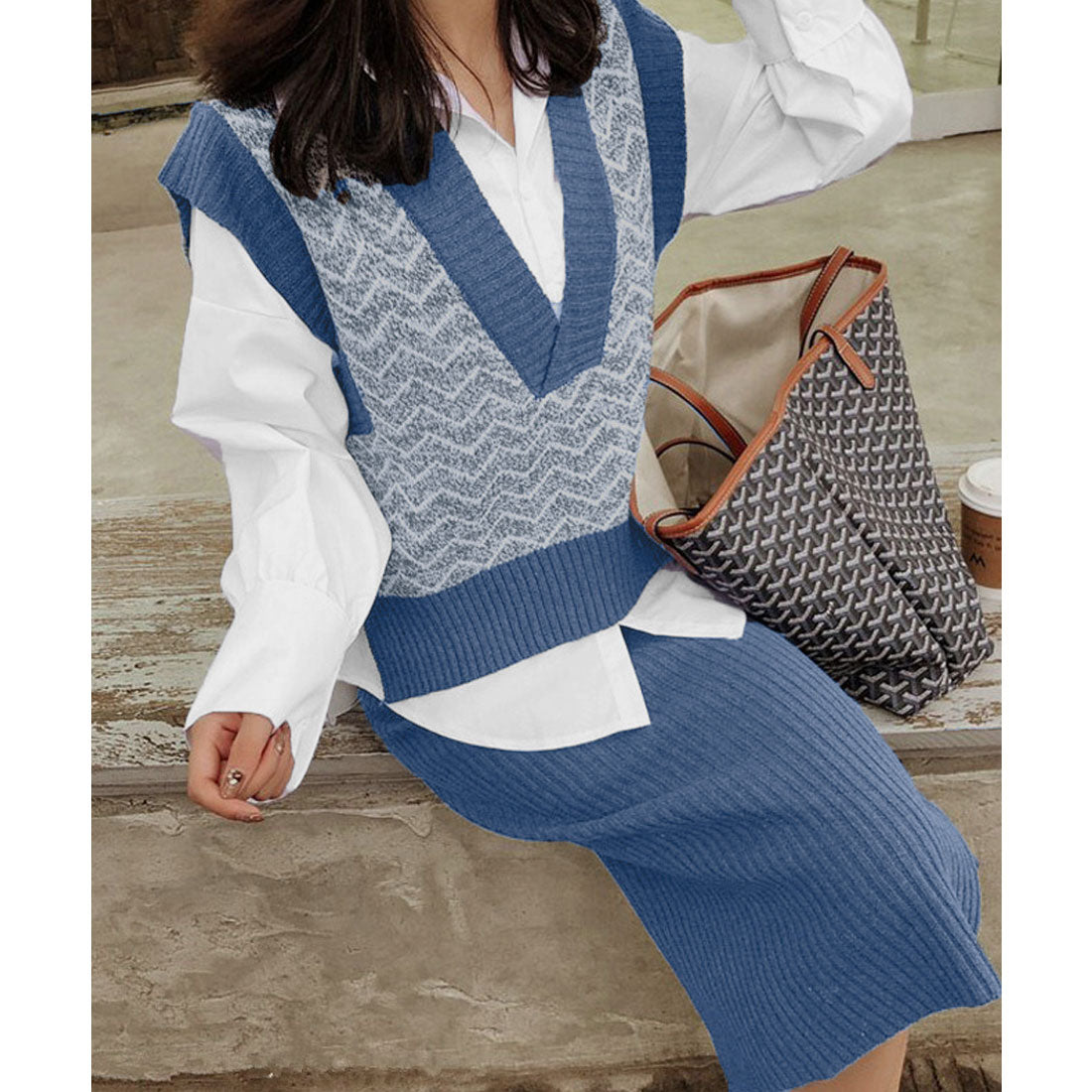 韓国 セットアップ レディース 秋冬服,デニムブルー