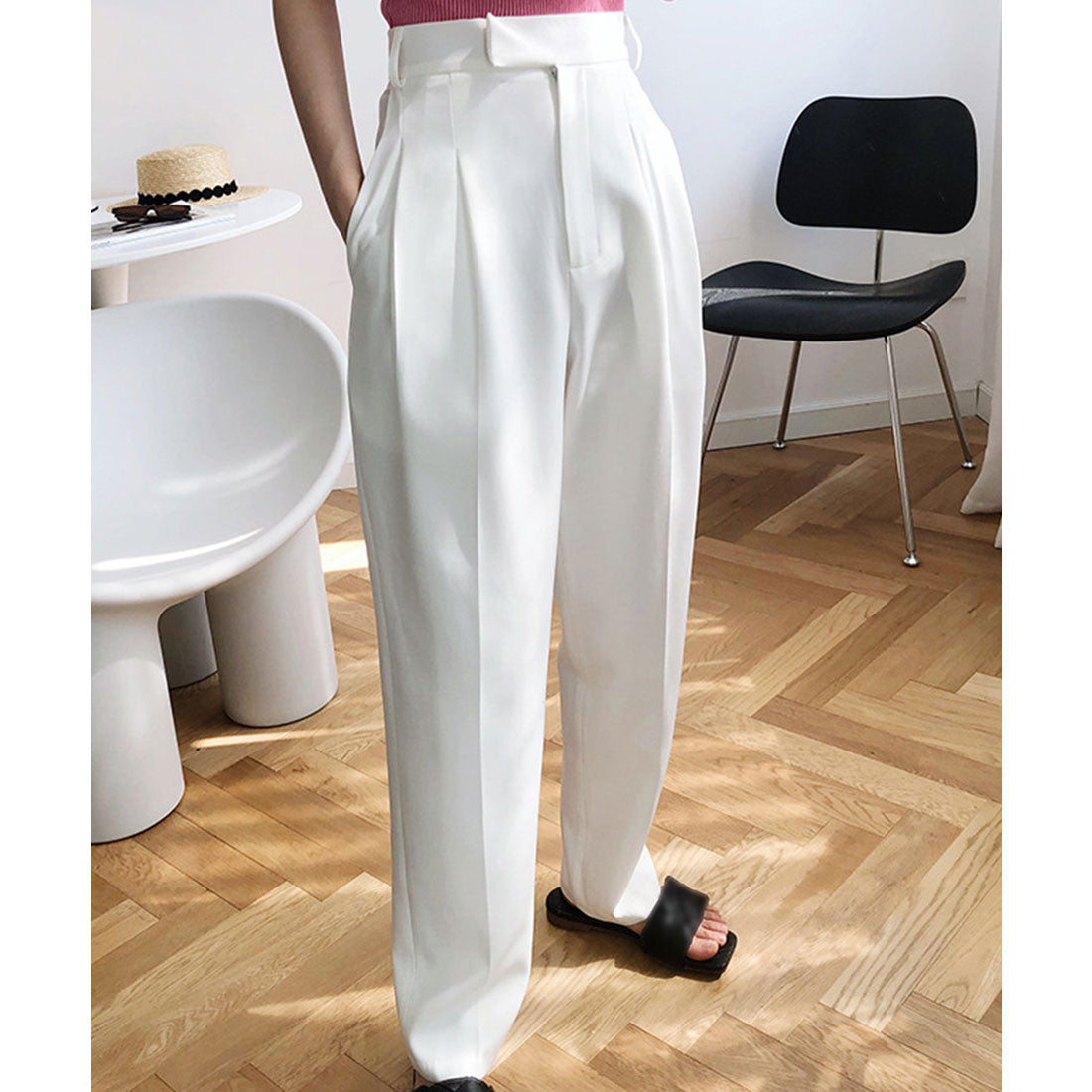センタープレス テーパードパンツ