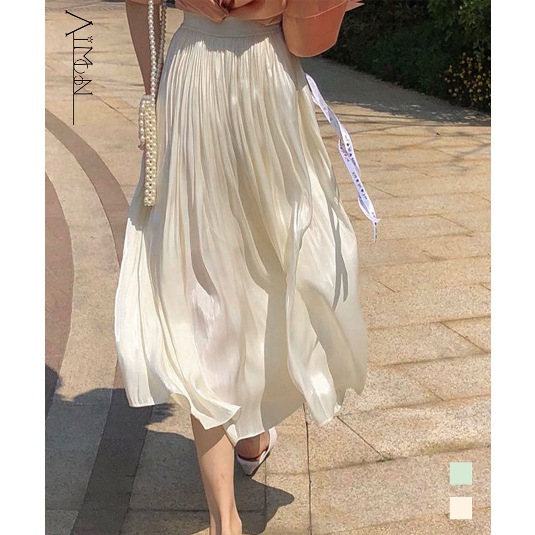 フレア ロングスカート ウエストゴム