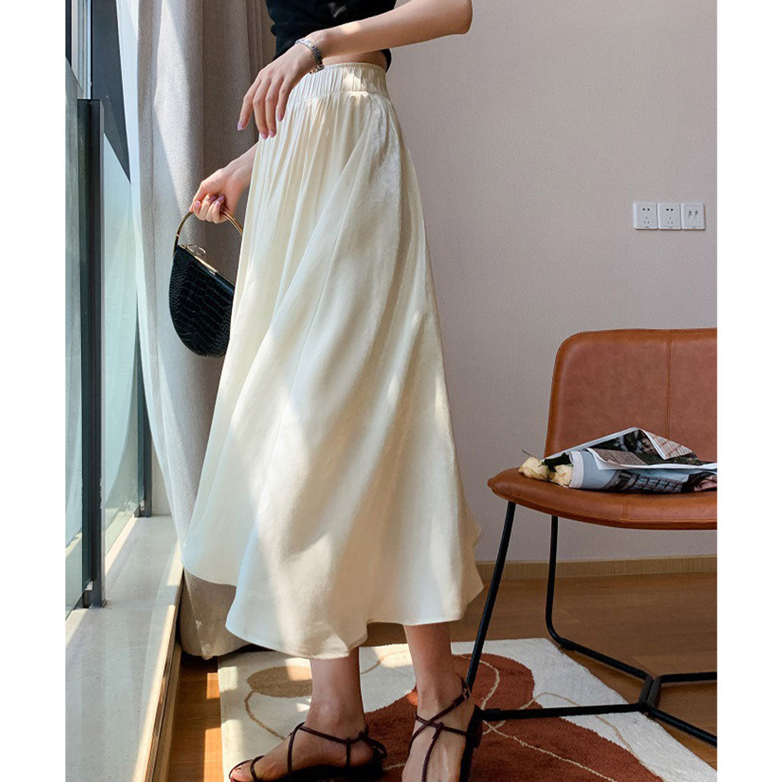 フレア ロングスカート ウエストゴム