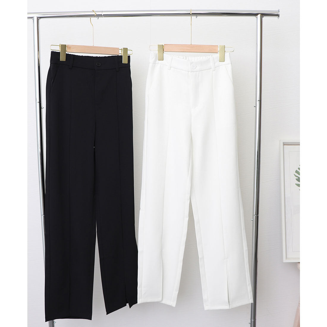 センタープレスパンツ スリットパンツ
