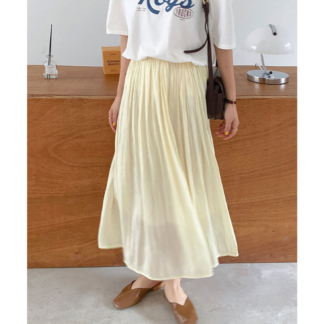 ランダムプリーツスカート ミモレ丈