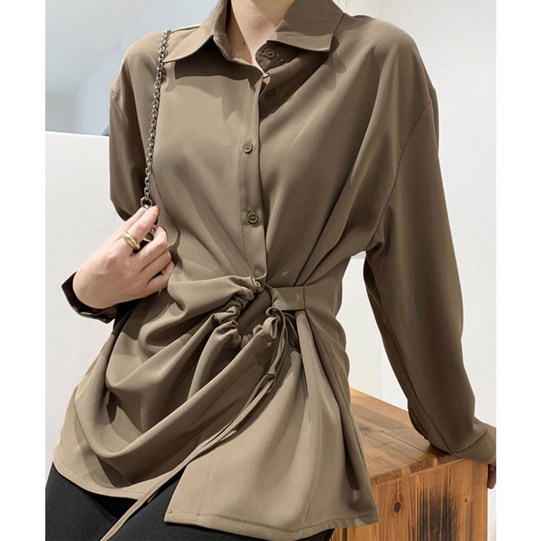 シャツブラウス レディース 不規則シャツ