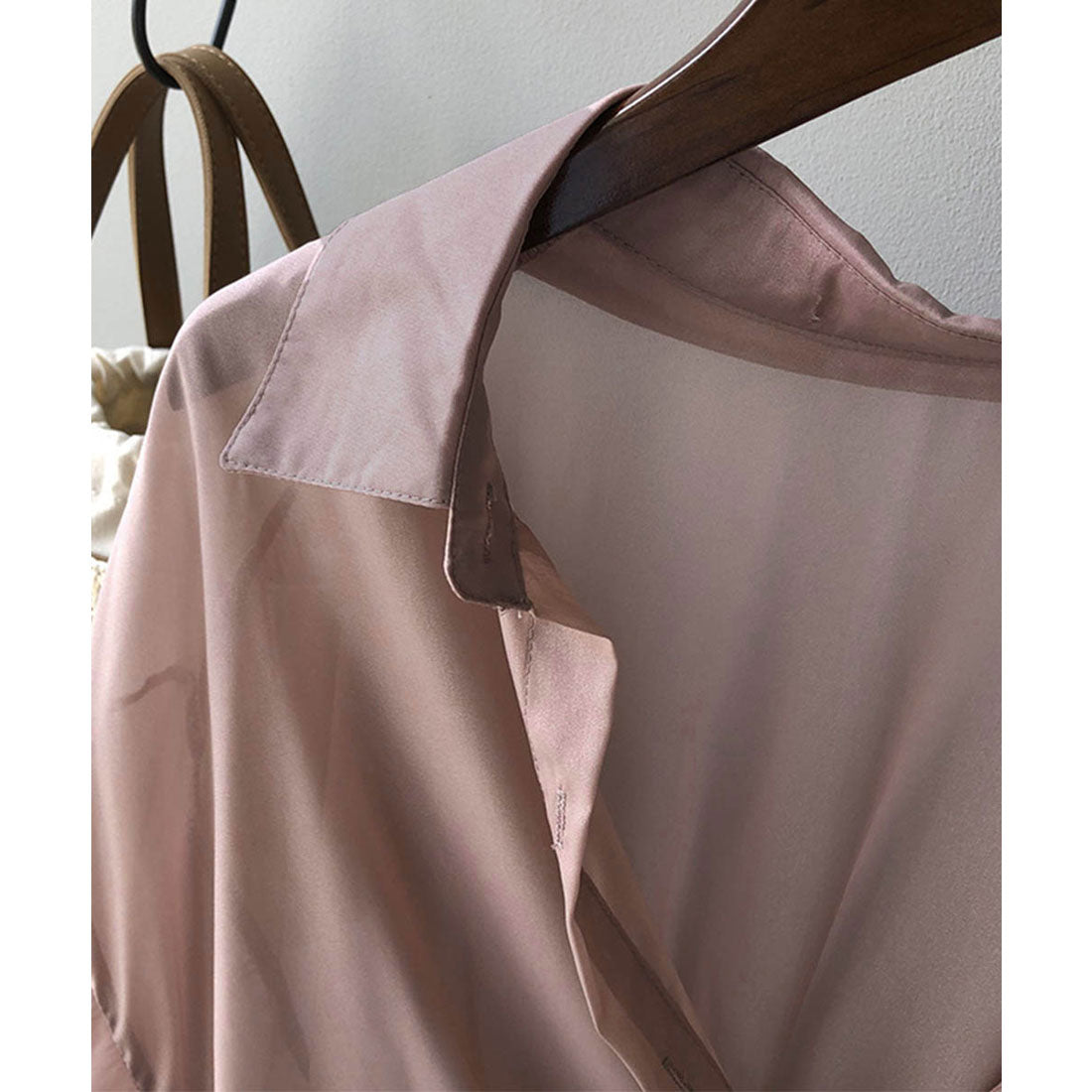 裾結び シアーシャツブラウス 韓国風