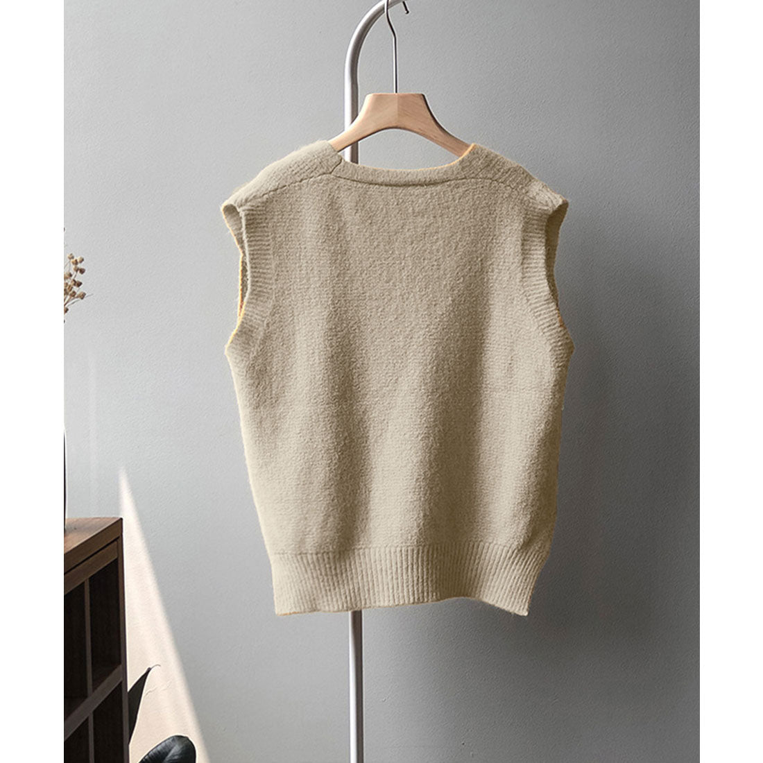 ニットベスト レディース ニットチョッキ グレー