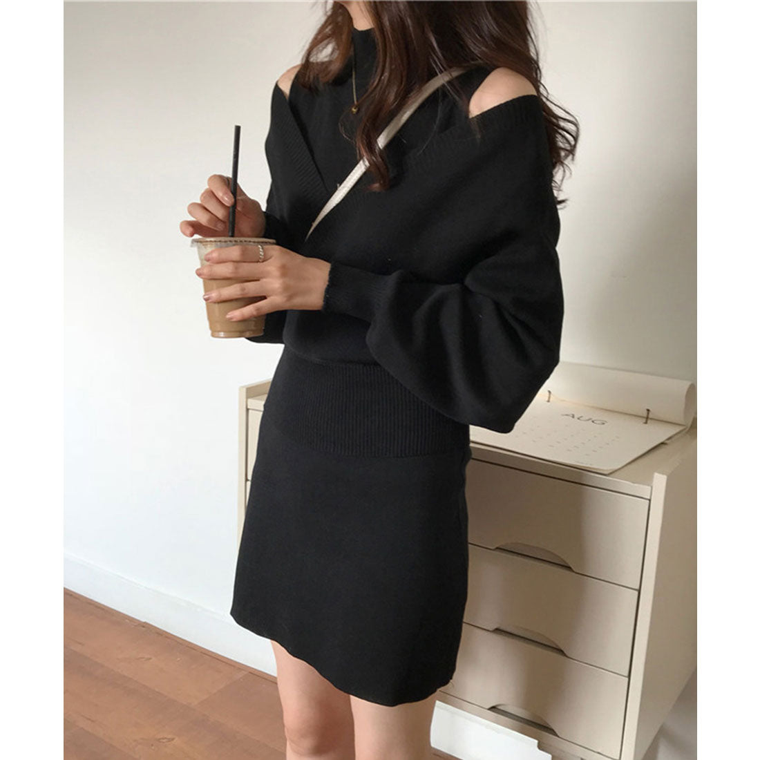Knit dress set up Korean style