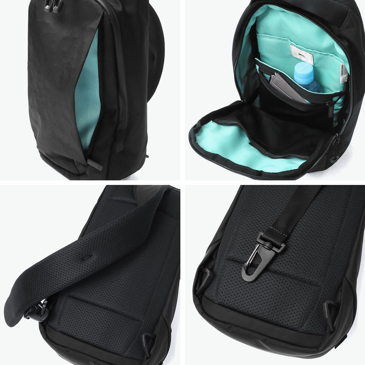 エース ace. 正規品5年保証 ボディバッグ メンズ ワンショルダー かっこいい 撥水 防水 軽量 耐久性 タブレット収納 斜め掛け シンプル A5 6L 8inch ラグレンティスクロスX 20064 (ブラック) ブラック