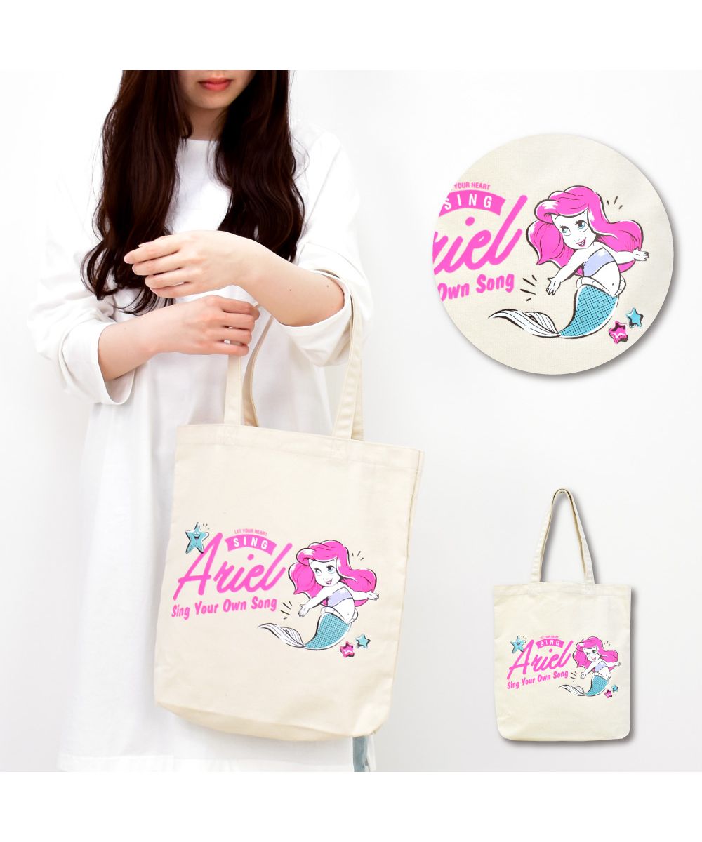 ランナー RUNNER ディズニー トートバッグ 大容量 キャンバス キーフック付き リトルマーメイド アリエル カジュアル ストリート 肩掛け 肩がけ お買い物 マザーズバッグ
