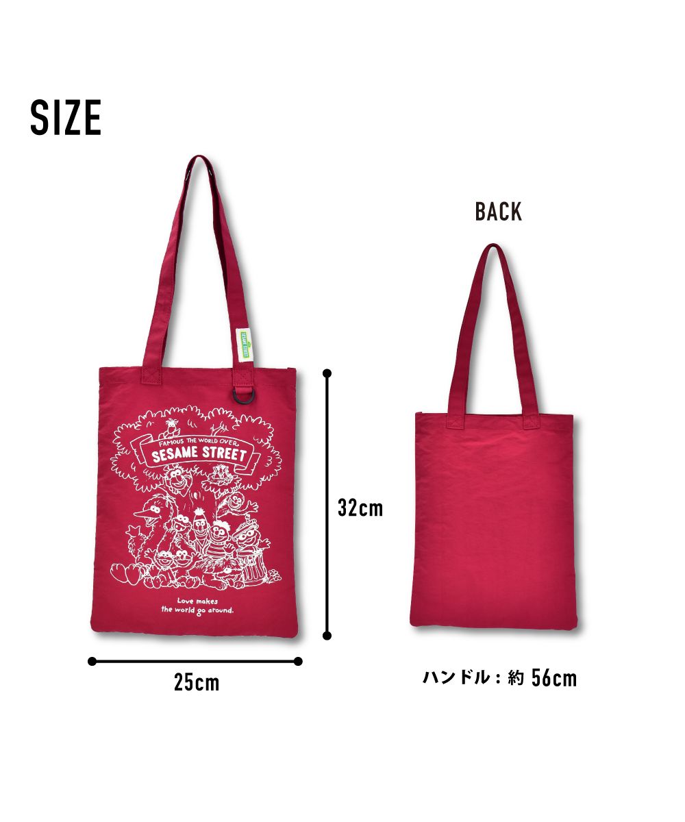 セサミストリート SESAMESTREET トートバッグ ナイロン 軽量 ロゴ プリント ミニバッグ 肩掛け フラット レディース メンズ 女子 男子 男女兼用 通勤 通学 旅行 (イエロー(SST-088)) イエロー(SST-088)