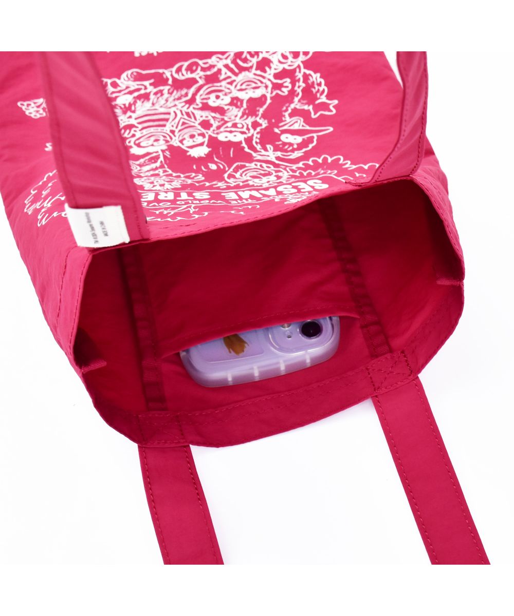 セサミストリート SESAMESTREET トートバッグ ナイロン 軽量 ロゴ プリント ミニバッグ 肩掛け フラット レディース メンズ 女子 男子 男女兼用 通勤 通学 旅行 (イエロー(SST-088)) イエロー(SST-088)