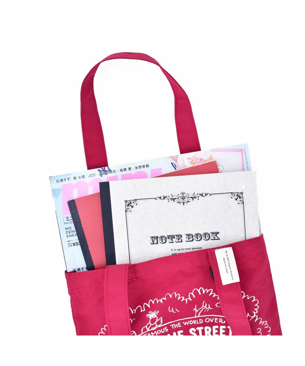 セサミストリート SESAMESTREET トートバッグ ナイロン 軽量 ロゴ プリント ミニバッグ 肩掛け フラット レディース メンズ 女子 男子 男女兼用 通勤 通学 旅行 (イエロー(SST-088)) イエロー(SST-088)