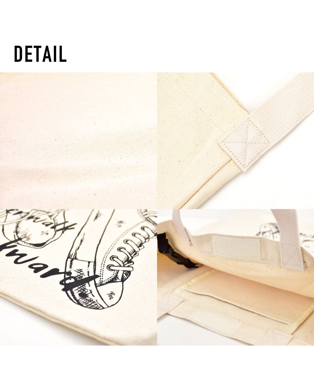 ランナー RUNNER ランナー トートバッグ ショルダートート レディース 女子 大人 キャンバス 帆布 ベージュ a4 スニーカー柄 キーフック付きカジュアル ストリート