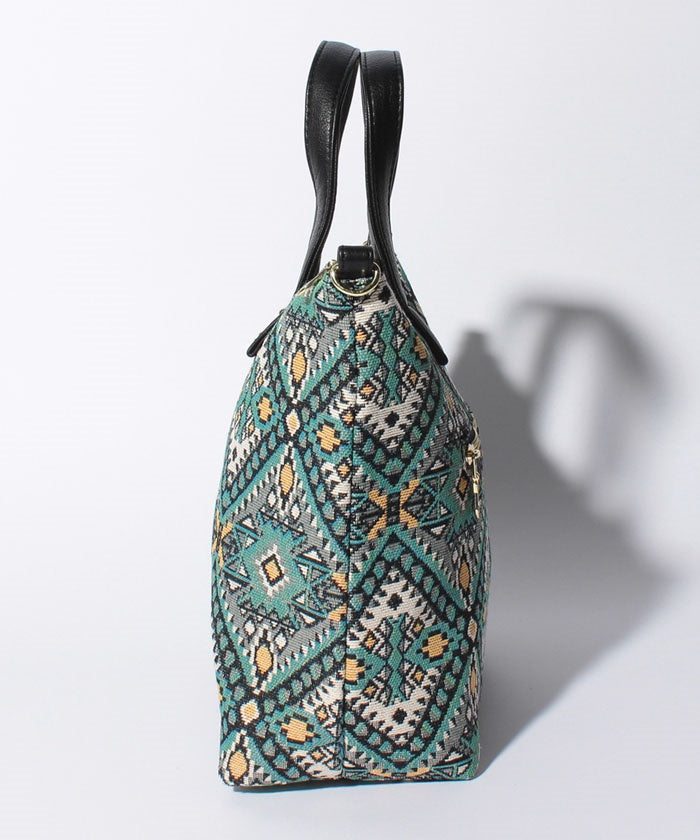 ランナー RUNNER エリー トートバッグ ショルダートート レディース 女子 大人ファスナー ジャガード 縦型 a4 ファスナー付き カジュアル ストリート