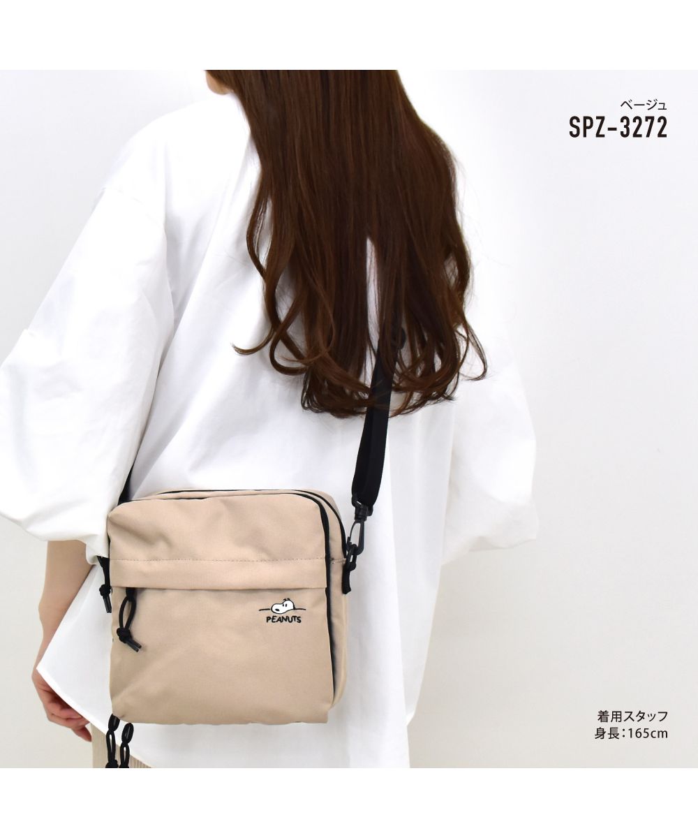 ランナー RUNNER スヌーピー スクエアショルダーバッグ ショルダーバッグ 撥水 軽量 小さめ a5 ロゴ 黒 ナイロン サスティナブル エコ素材 斜めがけ 大人 レディース メン (ベージュ(SPZ-3272)) ベージュ(SPZ-3272)