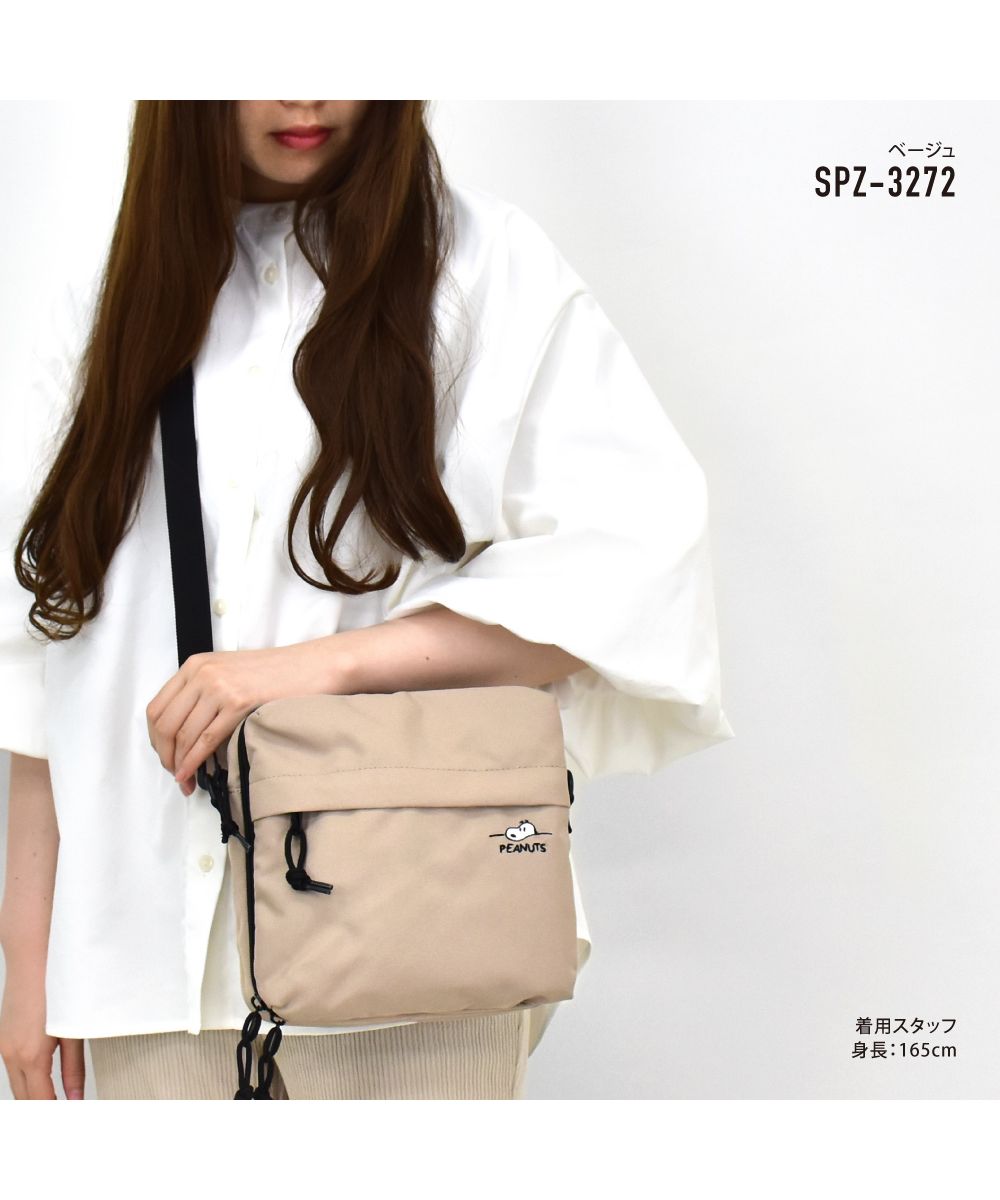ランナー RUNNER スヌーピー スクエアショルダーバッグ ショルダーバッグ 撥水 軽量 小さめ a5 ロゴ 黒 ナイロン サスティナブル エコ素材 斜めがけ 大人 レディース メン (ベージュ(SPZ-3272)) ベージュ(SPZ-3272)