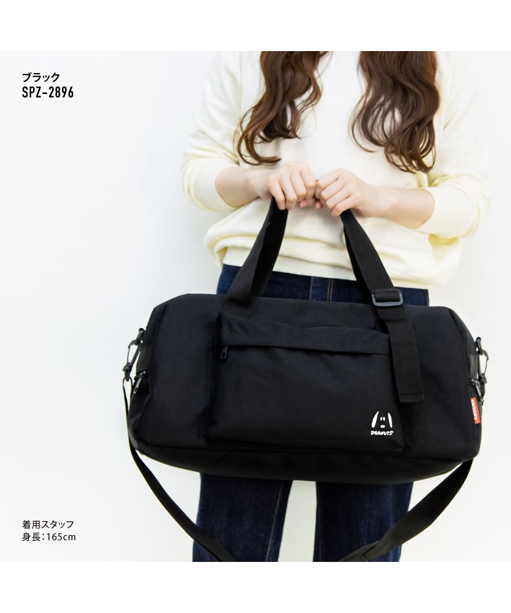 ランナー RUNNER スヌーピー ボストンバッグ 旅行 防災 撥水 ナイロン 大容量 ロゴ 黒 ショルダーベルト付き 女子 男子 男女兼用 高校生 中学生 ユニセックス レディース