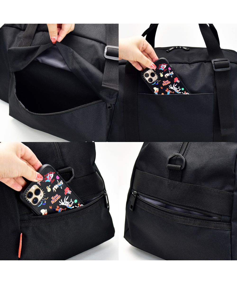 ランナー RUNNER スヌーピー ボストンバッグ 旅行 防災 撥水 ナイロン 大容量 ロゴ 黒 ショルダーベルト付き 女子 男子 男女兼用 高校生 中学生 ユニセックス レディース