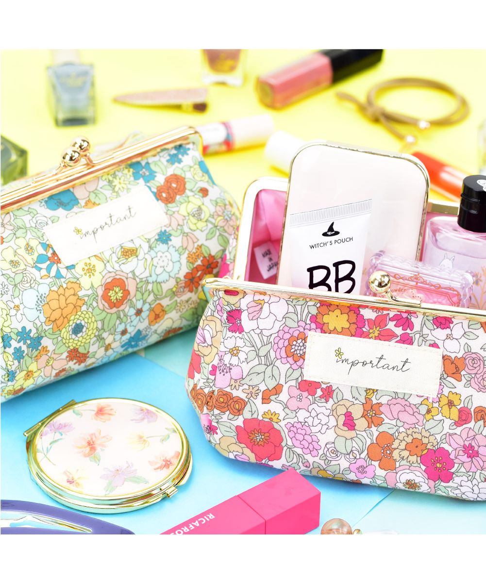 ランナー RUNNER ポーチ 小物入れ レディース 女子 安心の日本製 花柄 ポーチ がま口 口金 玉付き 化粧ポーチ 大きめ コスメポーチ メイクポーチ花柄生地 ファッション 小物