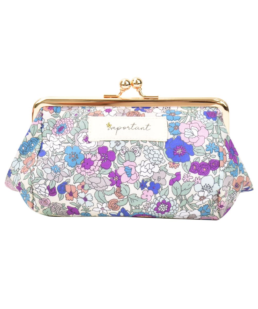 ランナー RUNNER ポーチ 小物入れ レディース 女子 安心の日本製 花柄 ポーチ がま口 口金 玉付き 化粧ポーチ 大きめ コスメポーチ メイクポーチ花柄生地 ファッション 小物