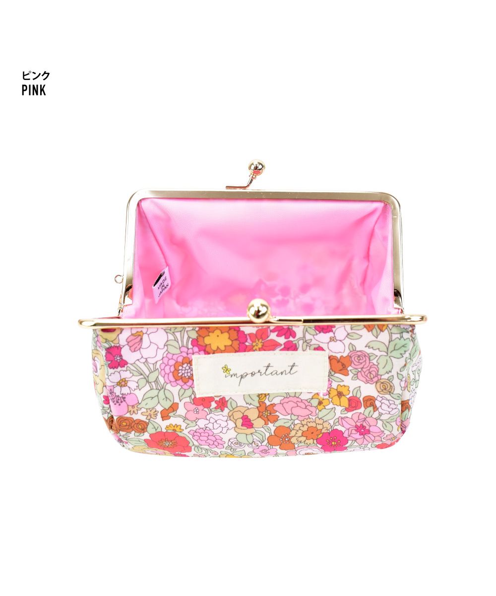 ランナー RUNNER ポーチ 小物入れ レディース 女子 安心の日本製 花柄 ポーチ がま口 口金 玉付き 化粧ポーチ 大きめ コスメポーチ メイクポーチ花柄生地 ファッション 小物