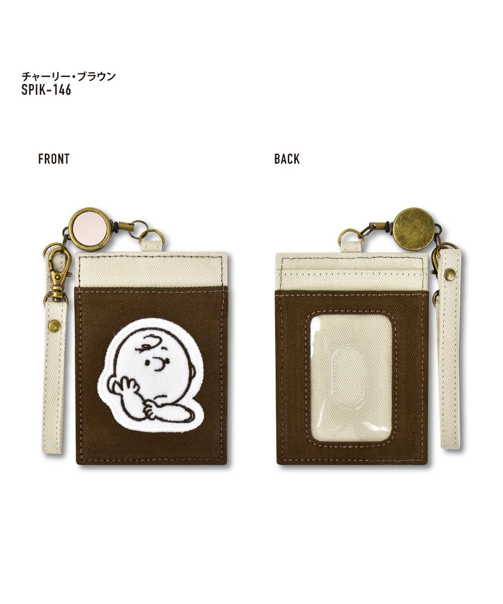 Runner RUNNER Snoopy Pass Case Commuter Pass Holder Card Case Charlie Brown Andy Olaf Canvas Cotton With Reel Embroidery Ladies Adults Women University Students Girls