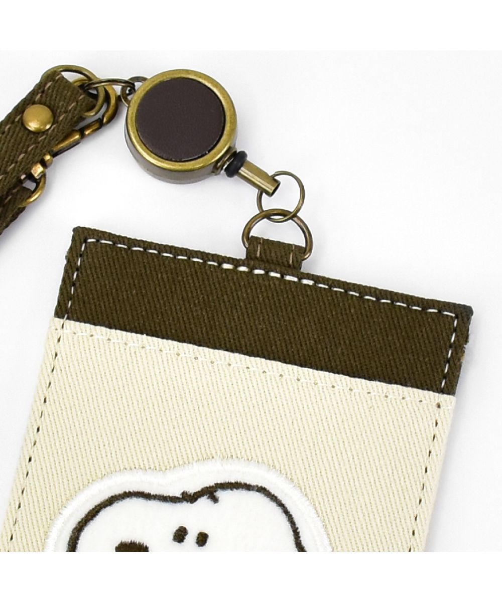 Runner RUNNER Snoopy Pass Case Commuter Pass Holder Card Case Charlie Brown Andy Olaf Canvas Cotton With Reel Embroidery Ladies Adults Women University Students Girls