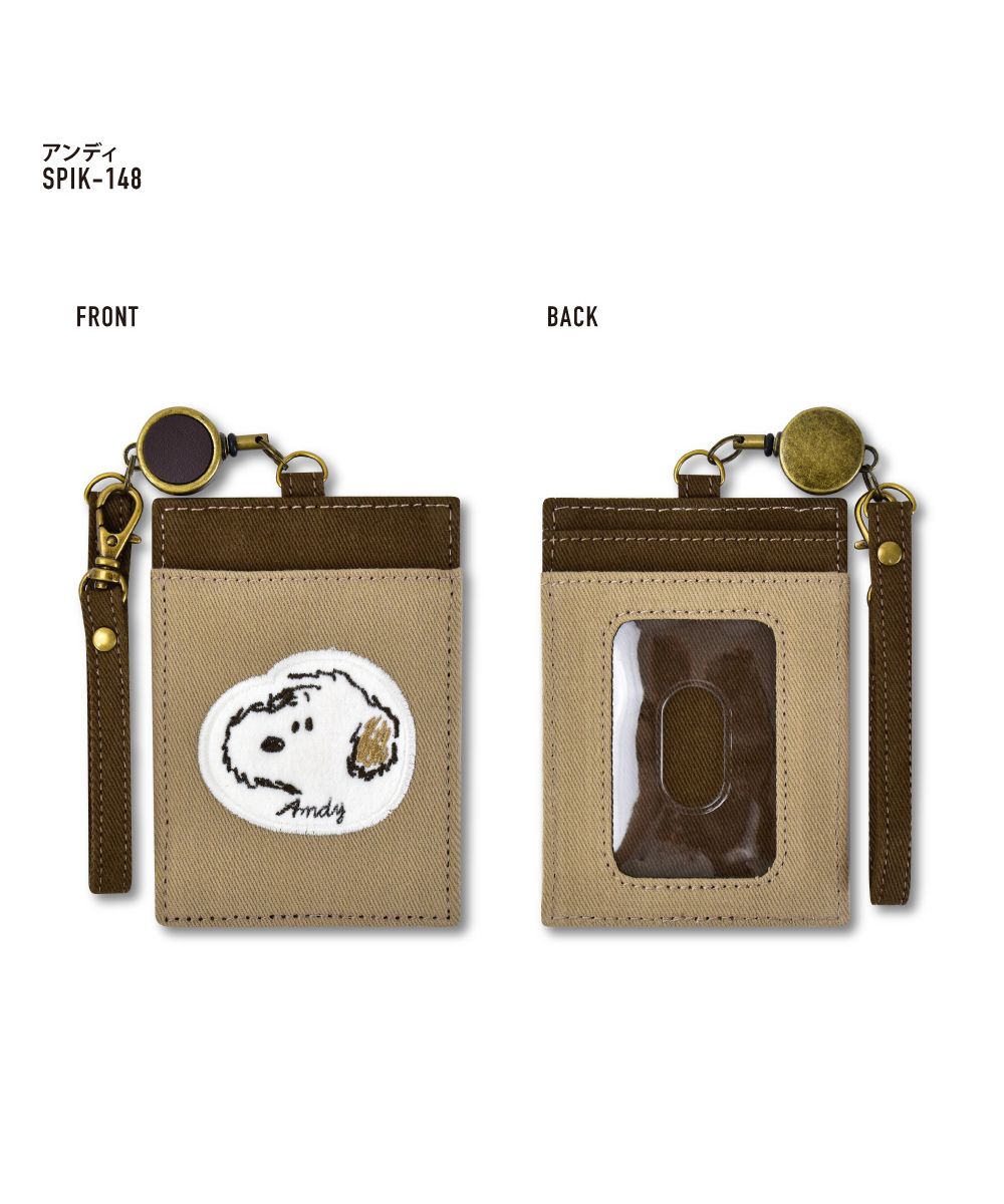 Runner RUNNER Snoopy Pass Case Commuter Pass Holder Card Case Charlie Brown Andy Olaf Canvas Cotton With Reel Embroidery Ladies Adults Women University Students Girls