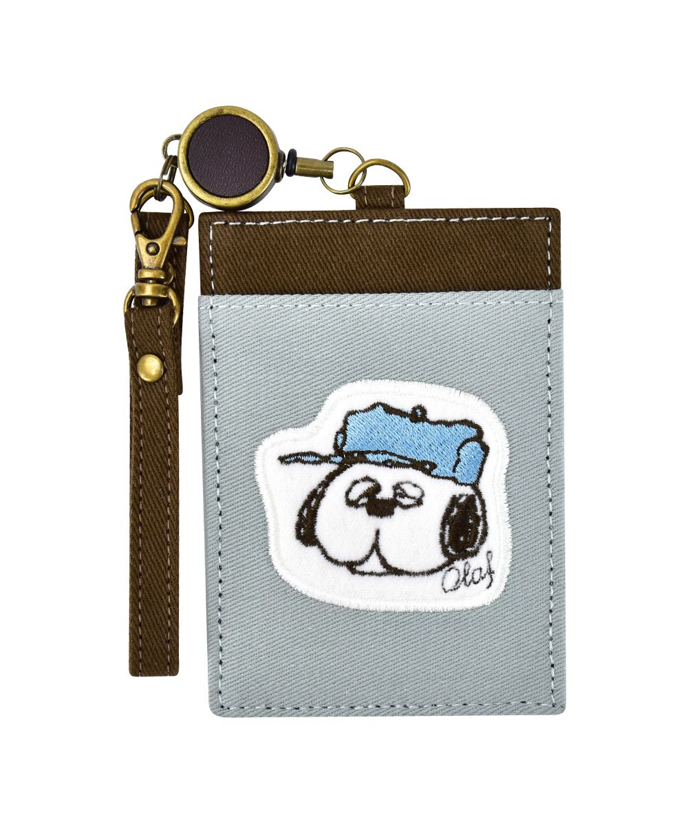 Runner RUNNER Snoopy Pass Case Commuter Pass Holder Card Case Charlie Brown Andy Olaf Canvas Cotton With Reel Embroidery Ladies Adults Women University Students Girls