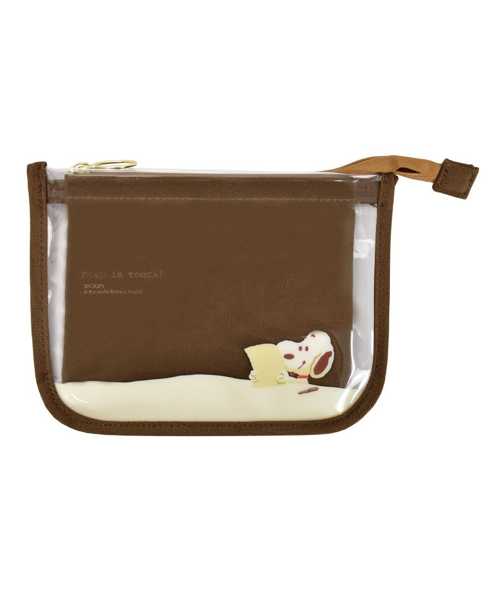 ランナー RUNNER スヌーピー ポーチ フラットポーチ レイヤーポーチ 化粧ポーチ コスメポーチ トラベルポーチ クリア シンプル ファスナー 学生 高校生 中学生 レディース 女