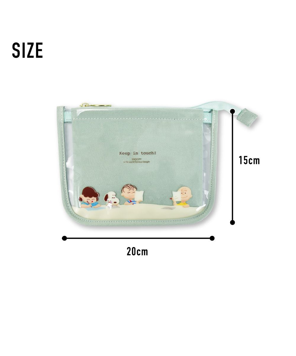 ランナー RUNNER スヌーピー ポーチ フラットポーチ レイヤーポーチ 化粧ポーチ コスメポーチ トラベルポーチ クリア シンプル ファスナー 学生 高校生 中学生 レディース 女